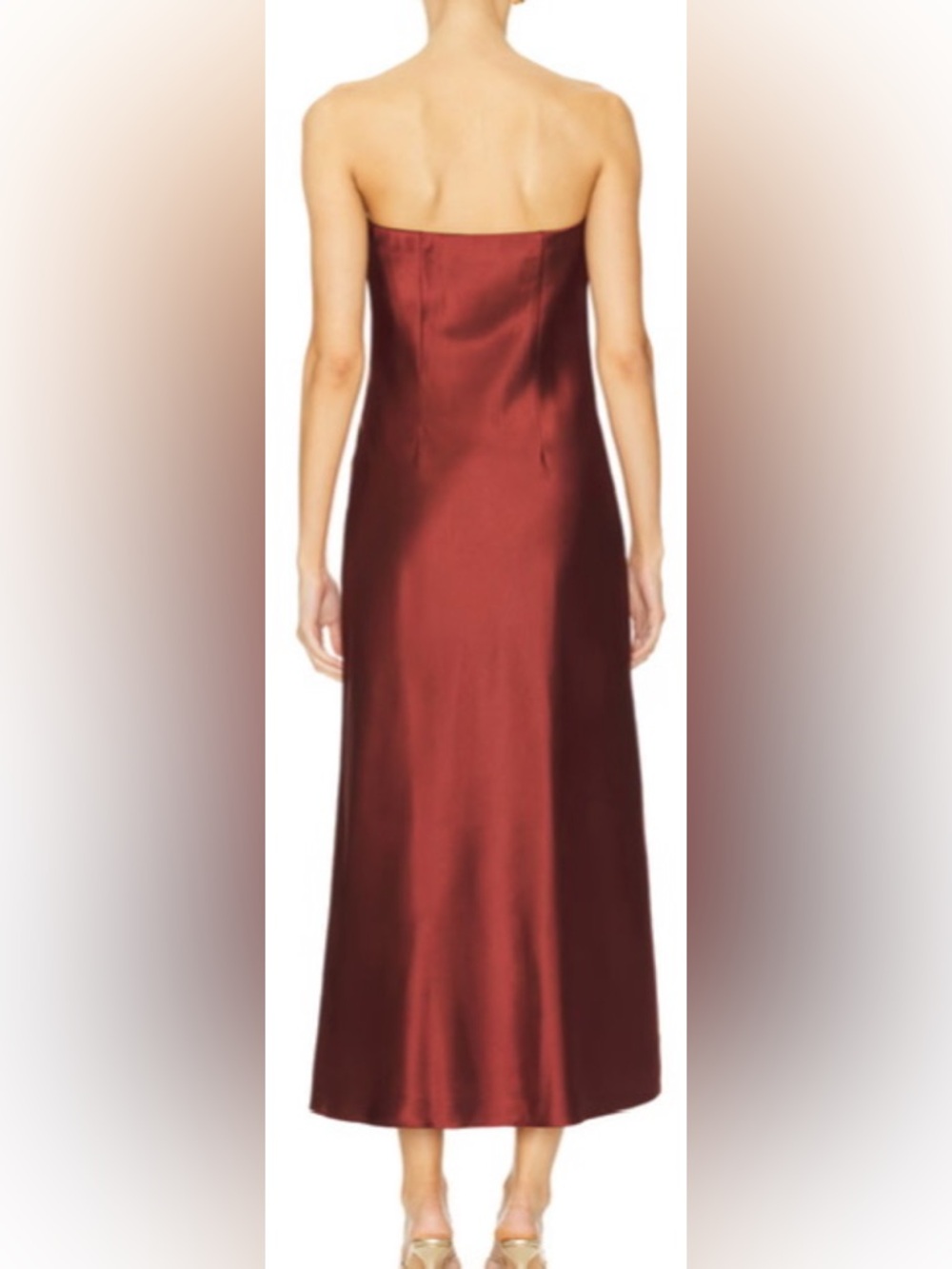 Steve Madden: Strapless Satin Jessamine Dress/Spiced Apple/from Revolve: M - Picture 5 of 6